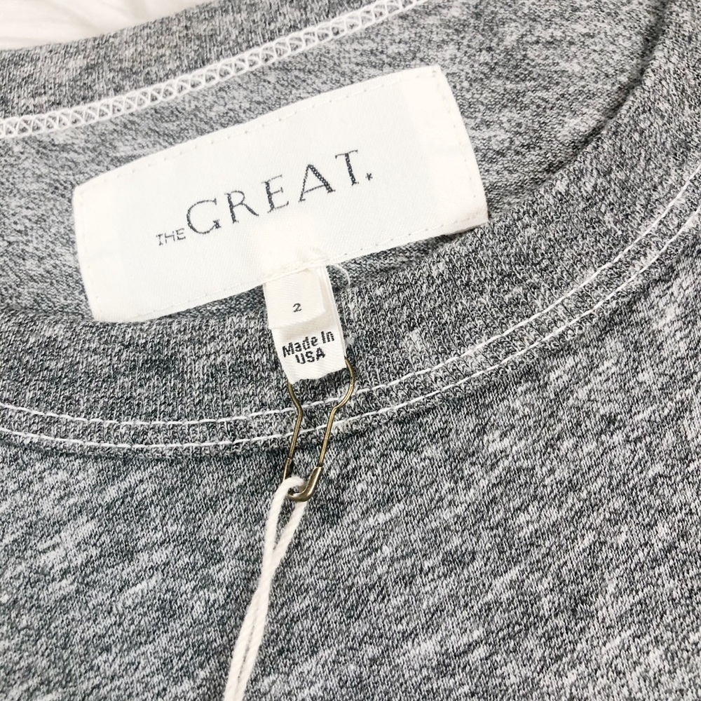 THE GREAT Puff Sleeve Grey Pullover Casual Dress - Picture 4 of 6